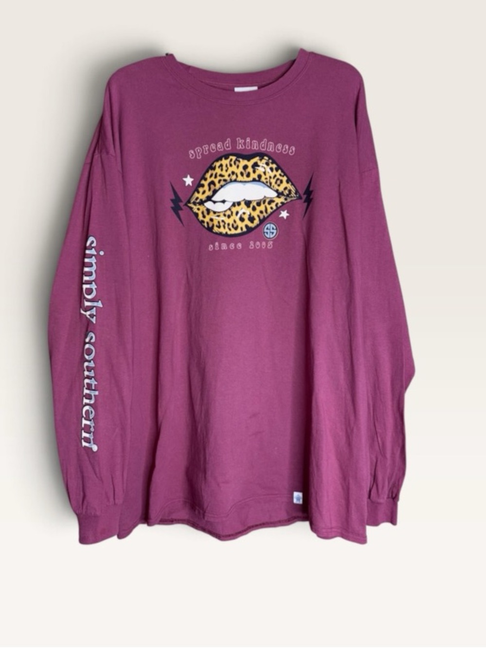 Simply Southern XXL Gimme Some Sugar Leopard Lips Long Sleeve Graphic Tee